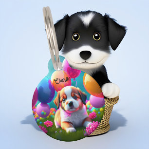 Schattig puppy met ballonnen - zoet  huisdierpenning