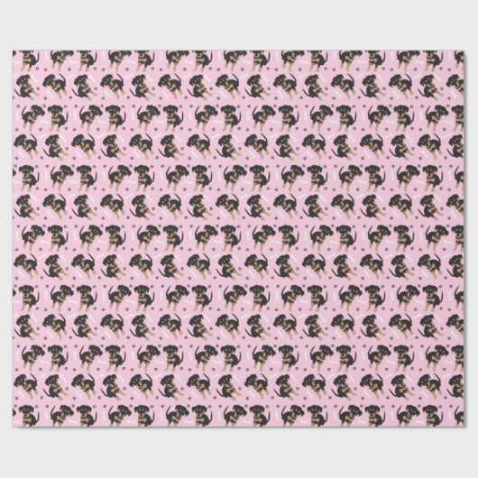 Schattig puppy patroon roze cadeaupapier (Vlak)