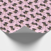 Schattig puppy patroon roze cadeaupapier (Hoek)