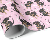 Schattig puppy patroon roze cadeaupapier (Rol Hoek)