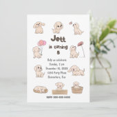 Schattig Puppy Verjaardagsfeestje, Kaart (Staand voorkant)