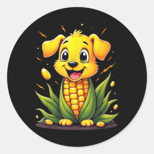 Schattig Puppycorn Dog Boer Corndog Halloween Ronde Sticker