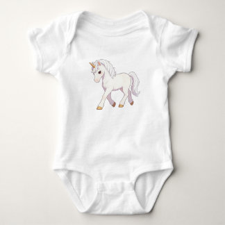 Schattig puur wit lopend eenhoorn Kawaii Unisex T- Romper