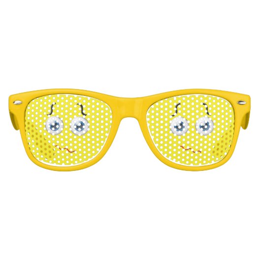 Schattig Puzzled Emoji Geel Kinder Zonnebril (Voorkant)