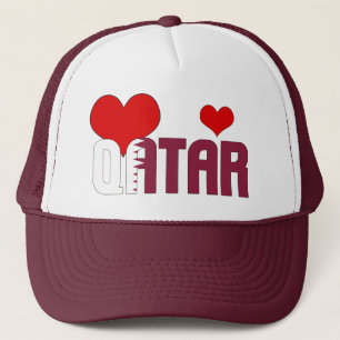 Schattig Qatar Flag Hearts Patriotic Trucker Pet