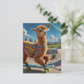 Schattig raar skateboarden Alpaca Briefkaart (Staand voorkant)