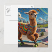 Schattig raar skateboarden Alpaca Briefkaart (Voorkant / Achterkant)