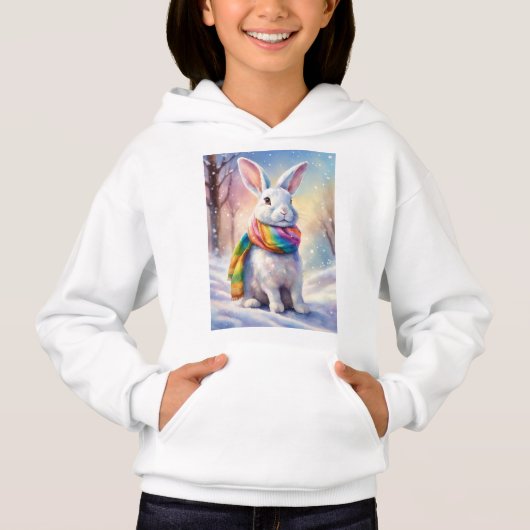 Schattig Rabbit Design op Cosy White sweatshirts (Voorkant)