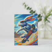 Schattig Rabbit Skateboarden Briefkaart (Staand voorkant)