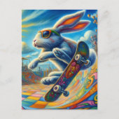 Schattig Rabbit Skateboarden Briefkaart (Voorkant)