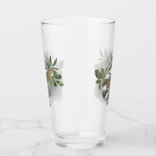 schattig raccoloverliefje toevoegen naam glas (Links)