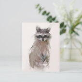 Schattig Raccoon Portret Briefkaart (Staand voorkant)