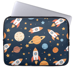 Schattig Raketten Planeten Ruimte Patroon Laptop Sleeve