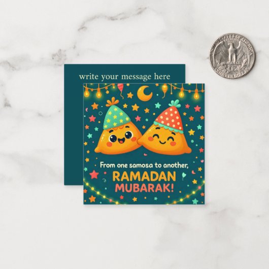Schattig Ramadan Mubarak Notitiekaartje (Voorkant / Achterkant in situ)