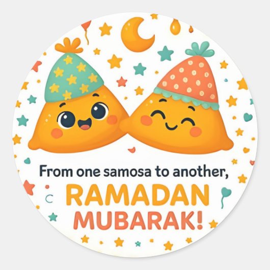 Schattig Ramadan Mubarak  Ronde Sticker (Voorkant)