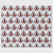 Schattig Red Black Gnome Xmas kerstmis Kinder Cadeaupapier (Vlak)