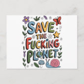 Schattig Red de Planeet Milieu Ecoactivist Briefkaart (Voorkant)
