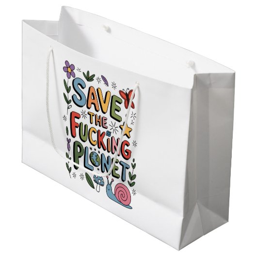 Schattig Red de Planeet Milieu Ecoactivist  Groot Cadeauzakje (Voorkant Gekanteld)