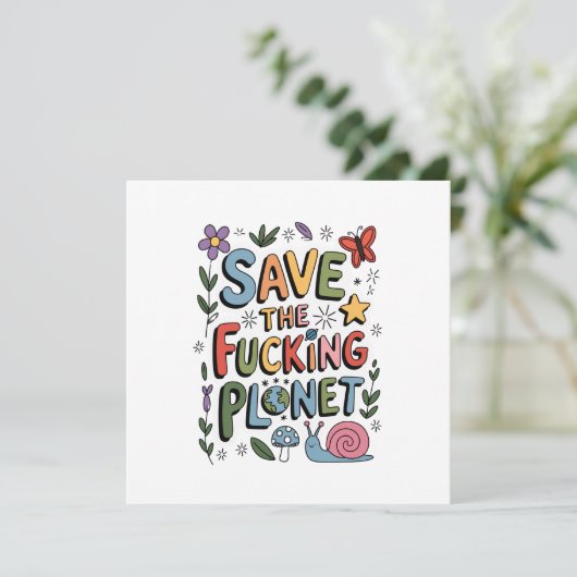 Schattig Red de Planeet Milieu Ecoactivist Kaart (Staand voorkant)