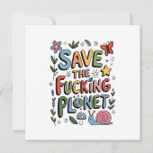 Schattig Red de Planeet Milieu Ecoactivist Kaart (Voorkant)