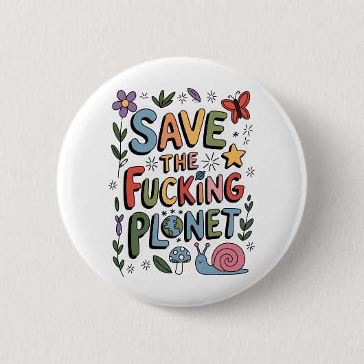 Schattig Red de Planeet Milieu Ecoactivist Ronde Button 5,7 Cm (Voorkant)