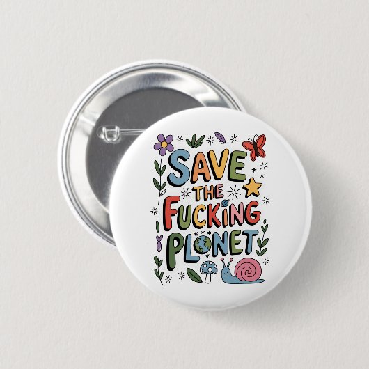 Schattig Red de Planeet Milieu Ecoactivist  Ronde Button 5,7 Cm (Voorkant /achterkant)