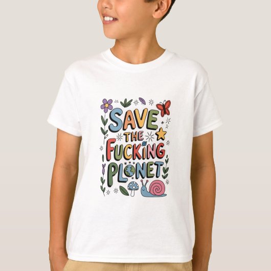 Schattig Red de Planeet Milieu Ecoactivist T-shirt (Voorkant)