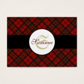Schattig Red Kersttartan Monogram Visitekaartje (Voorkant)