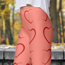 Schattig Red Love Hearts Pattern Leggings