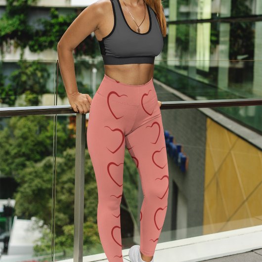 Schattig Red Love Hearts Pattern Leggings