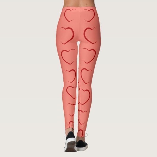 Schattig Red Love Hearts Pattern Leggings (Achterkant)