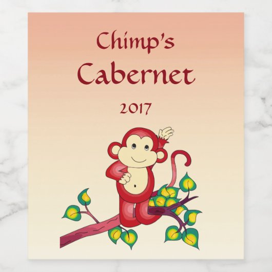 Schattig Red Monkey Wijn Label Wijn Etiket (Enkel label)