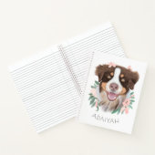 Schattig Red Tri Aussie met Flowers Personeelsform Notitieboek (Binnen)