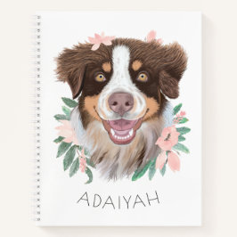 Schattig Red Tri Aussie met Flowers Personeelsform Notitieboek