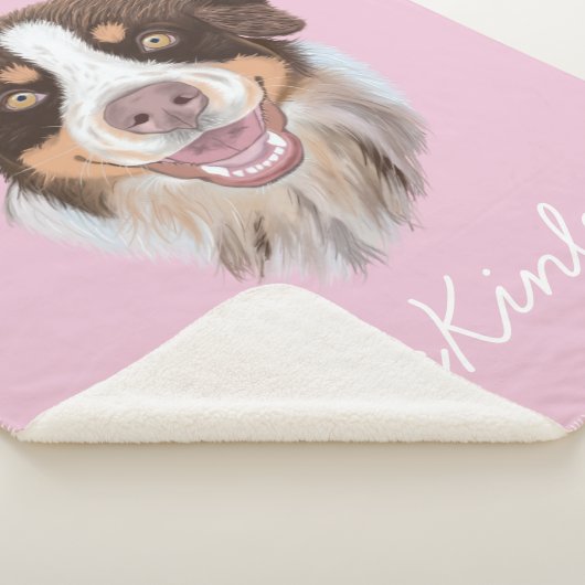 Schattig Red Tri Aussie | Roze | Gepersonaliseerd Sherpa Deken (3/4)