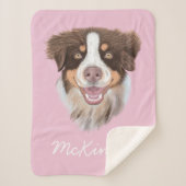 Schattig Red Tri Aussie | Roze | Gepersonaliseerd Sherpa Deken (Voorkant)