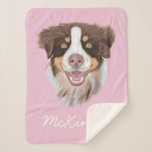 Schattig Red Tri Aussie   Roze   Gepersonaliseerd Sherpa Deken