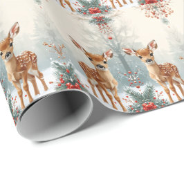 Schattig reekalf in een besneeuwd bos cadeaupapier
