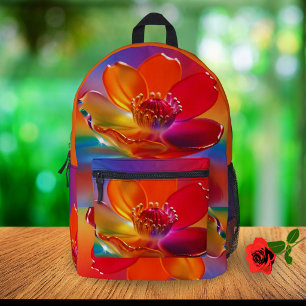 Schattig Regenboog Bloem Meisjes Oranje Terug naar Bedrukte Rugzak