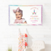 Schattig Regenboog Eenhoorn Magische Verjaardag Ve Spandoek (Insitu)