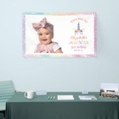 Schattig Regenboog Eenhoorn Magische Verjaardag Ve Spandoek (Beurs)