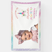 Schattig Regenboog Eenhoorn Magische Verjaardag Ve Spandoek (Verticaal)