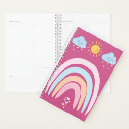 Schattig regenboog- en wolkenkinderontwerp | Geluk Planner