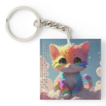 Schattig Regenboogkatje Op Een Wolk