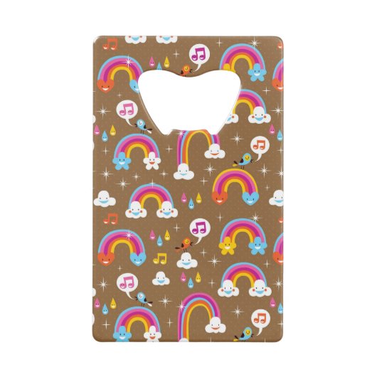schattig regenboogpatroon creditkaart flessenopener (Voorkant)