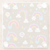 schattig regenboogpatroon glazen onderzetter (Achterkant)