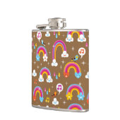 schattig regenboogpatroon heupfles (Links)