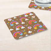 schattig regenboogpatroon kartonnen onderzetters (Schuin)