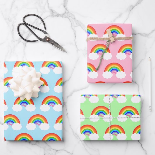Schattig regenboogpatroon kleurig inpakpapier vel (Voorkant)