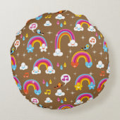 schattig regenboogpatroon rond kussen (Achterkant)